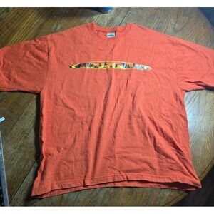 Vintage Old Navy T-Shirt Mens L Orange  Logo Skater Y2K 2000s Surfer